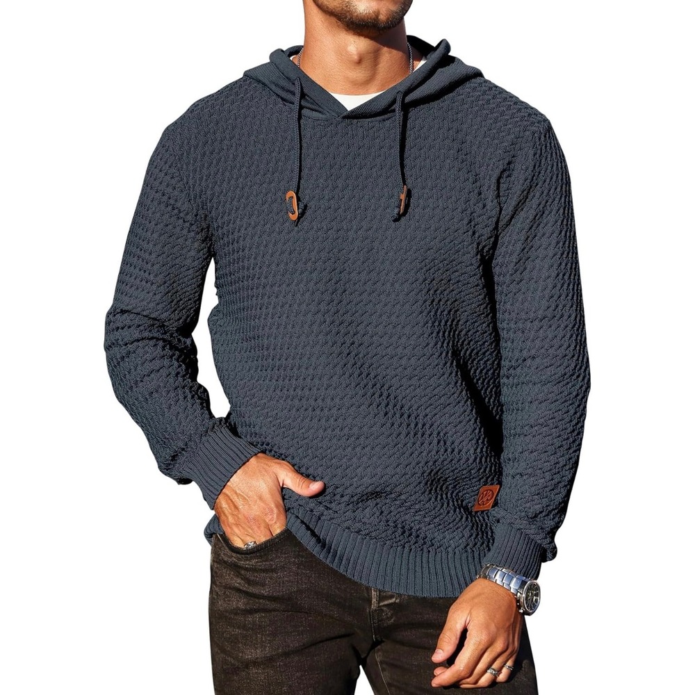 Men XL Knitted Pullover Hooded Sweater Jacket Preppy Chic Fraternity Casual